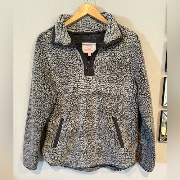 cozy sherpa Sweaters - Cozy Sherpa Women's Gray Blue Faux Fleece Pullover 1/4 Zip Jacket Coat medium‎
